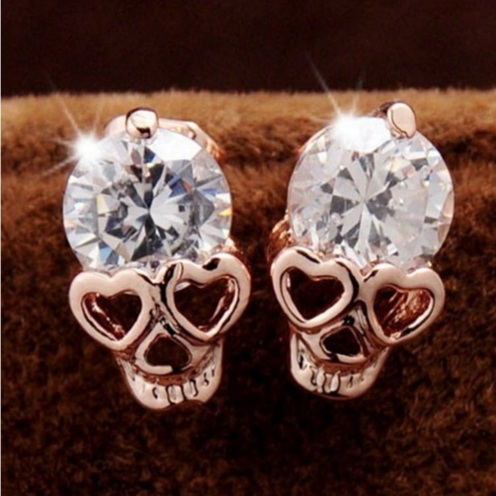 Rose Gold Skull Earrings